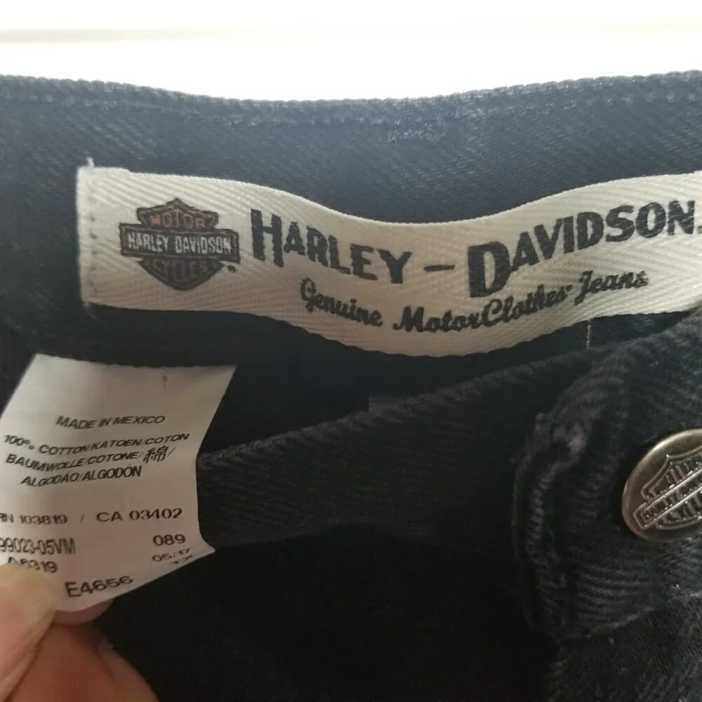 Harley Davidson Men's Raw Hem Black Biker Jeans Sz 42
